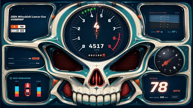 GhostGauge running on a phone, showing a skull-themed Cruise cluster.